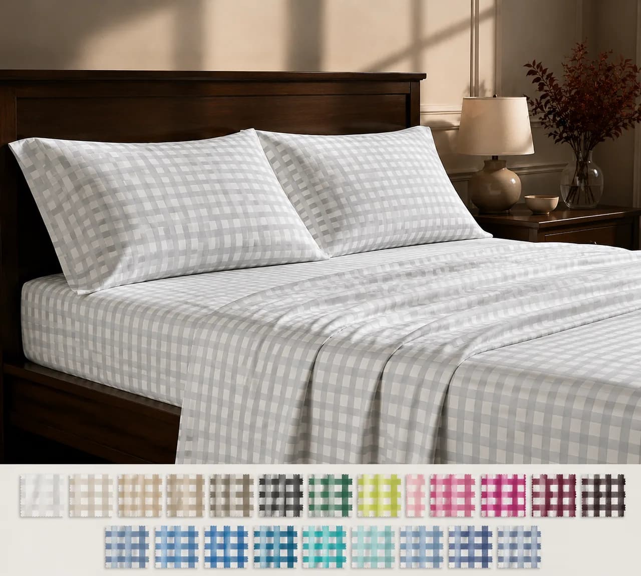 Yarn-Dyed Gingham Check Cotton Bedding Set