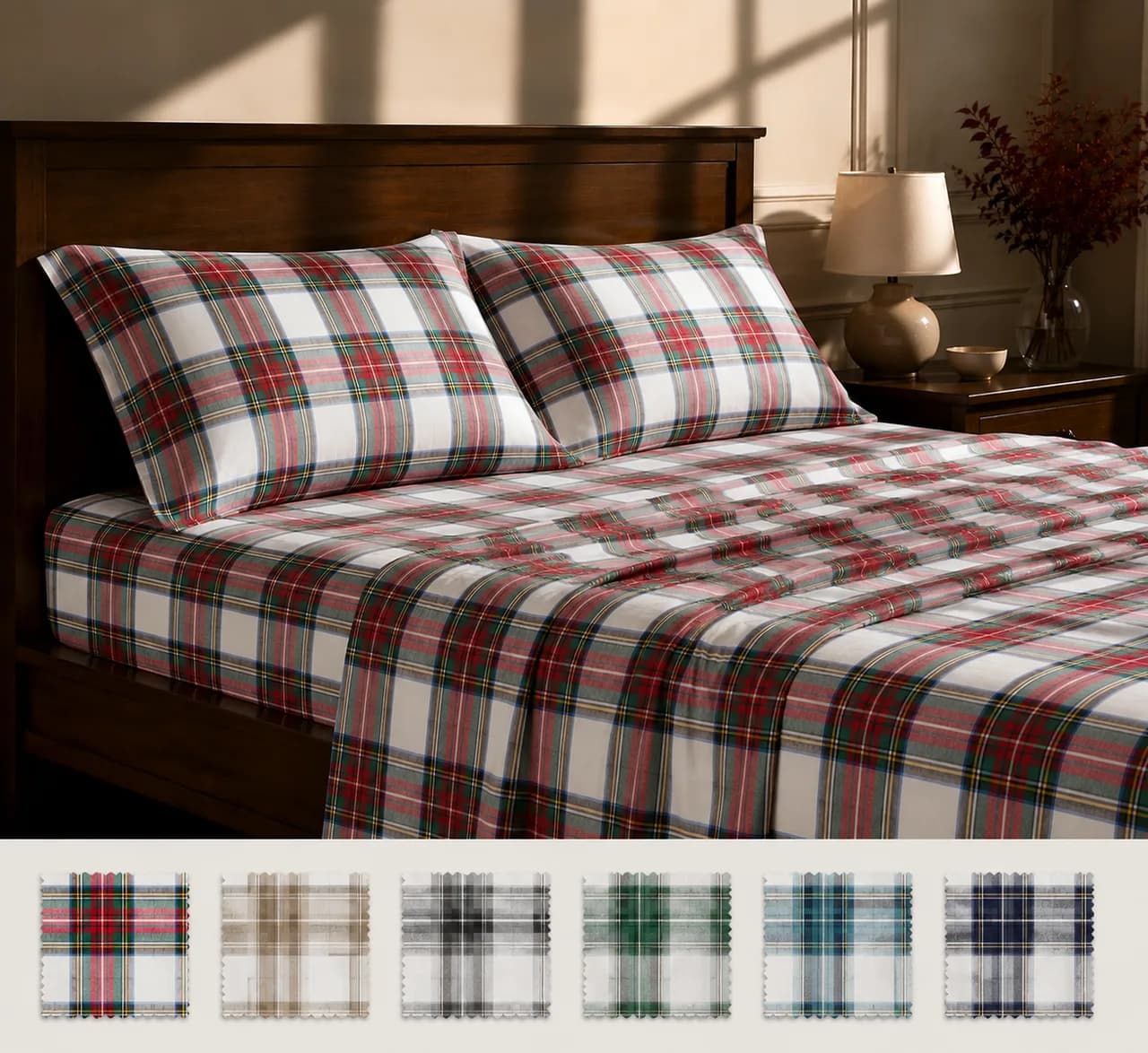 Tartan Plaid Reactive-Print Cotton Bedding Set